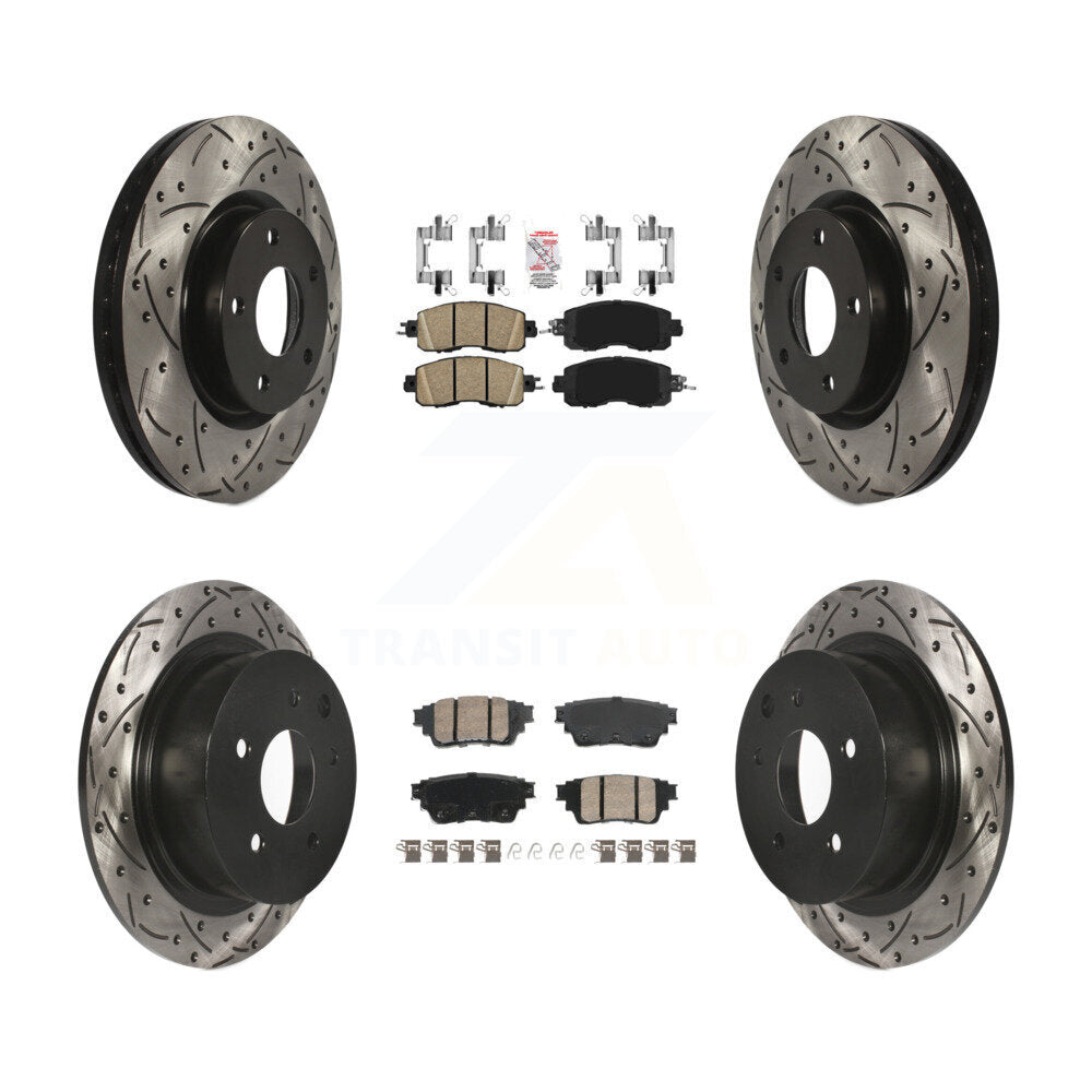 Front Rear Ceramic Pad Drilled Slot Disc Brake Rotors Kit For 2019-2020 Nissan Altima AWD KDA-102799