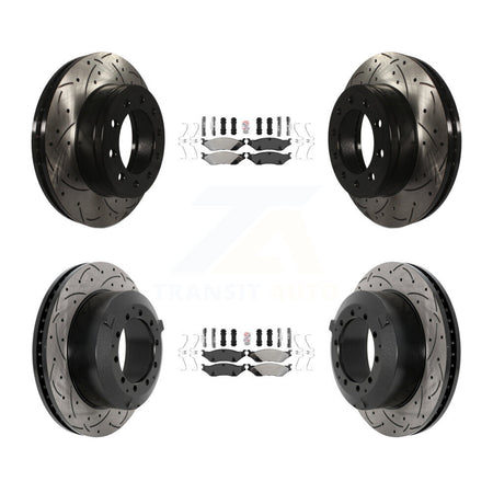 Front Rear Semi-Metallic Pad Drilled Slot Brake Rotor Kit For Ford F-450 Super Duty F-550 KDA-102800