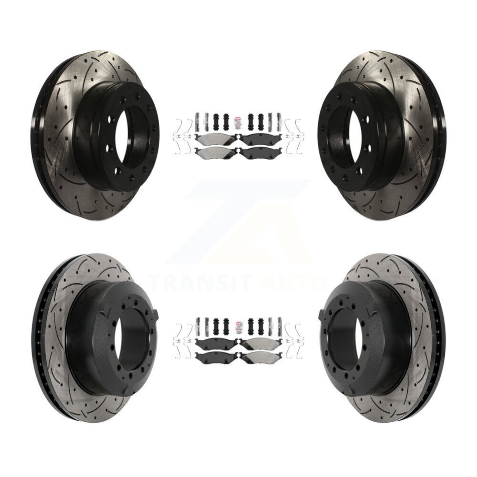 Front Rear Semi-Metallic Pad Drilled Slot Brake Rotor Kit For Ford F-450 Super Duty F-550 KDA-102800