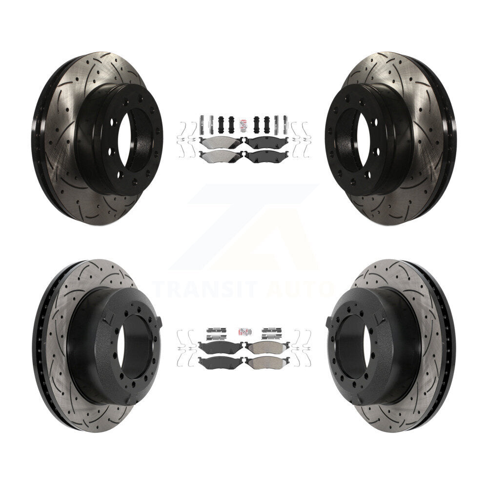 Front Rear Semi-Metallic Pad Drilled Slot Brake Rotor Kit For Ford F-450 Super Duty F-550 KDA-102801