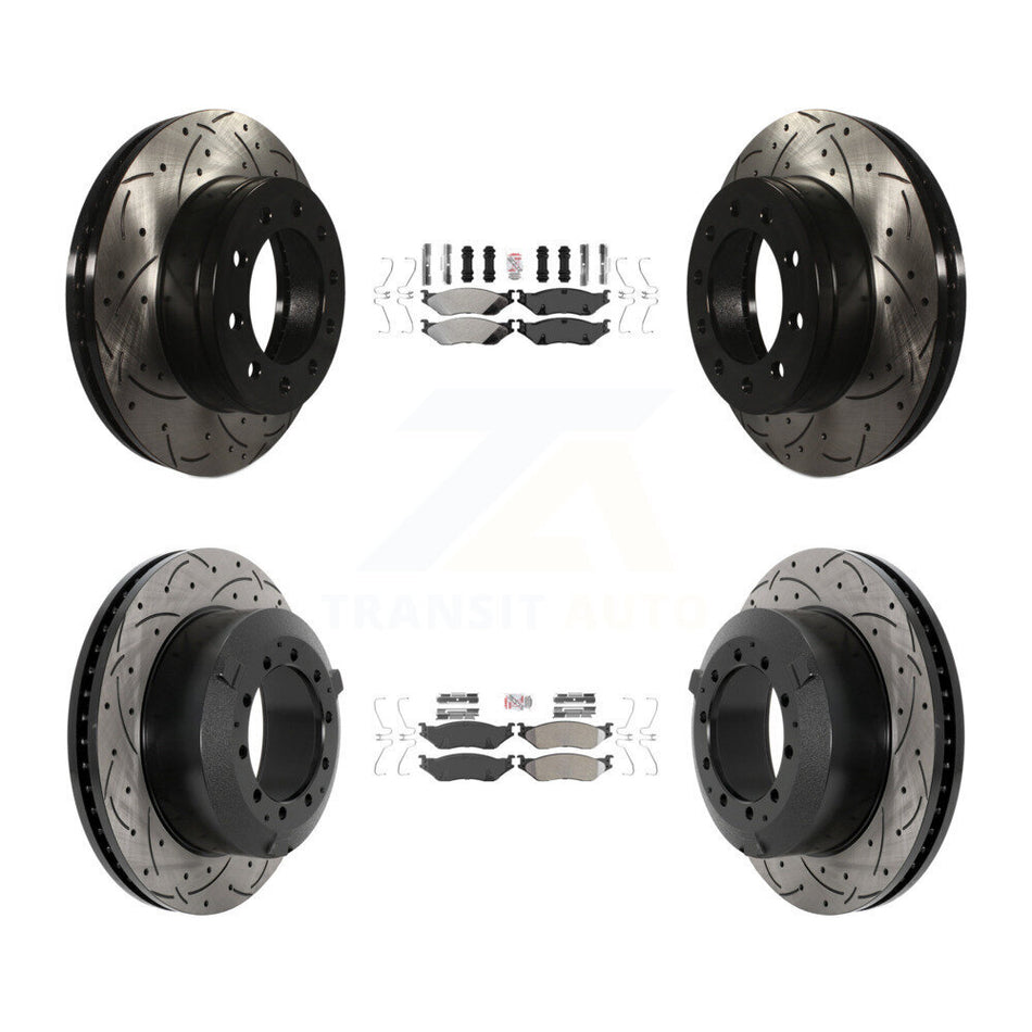 Front Rear Semi-Metallic Pad Drilled Slot Brake Rotor Kit For Ford F-450 Super Duty F-550 KDA-102801