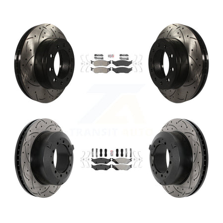Front Rear Semi-Metallic Pad Drilled Slot Brake Rotor Kit For Ford F-450 Super Duty F-550 KDA-102802