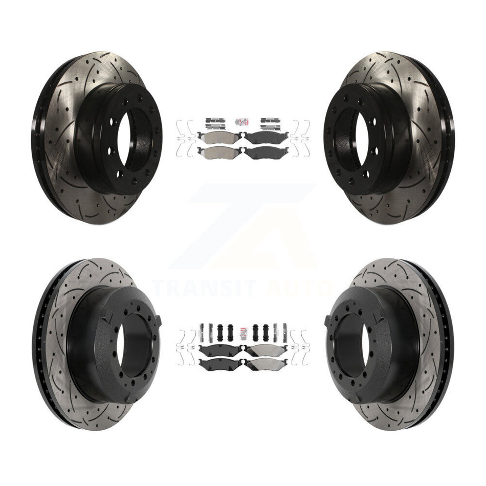 Front Rear Semi-Metallic Pad Drilled Slot Brake Rotor Kit For Ford F-450 Super Duty F-550 KDA-102802