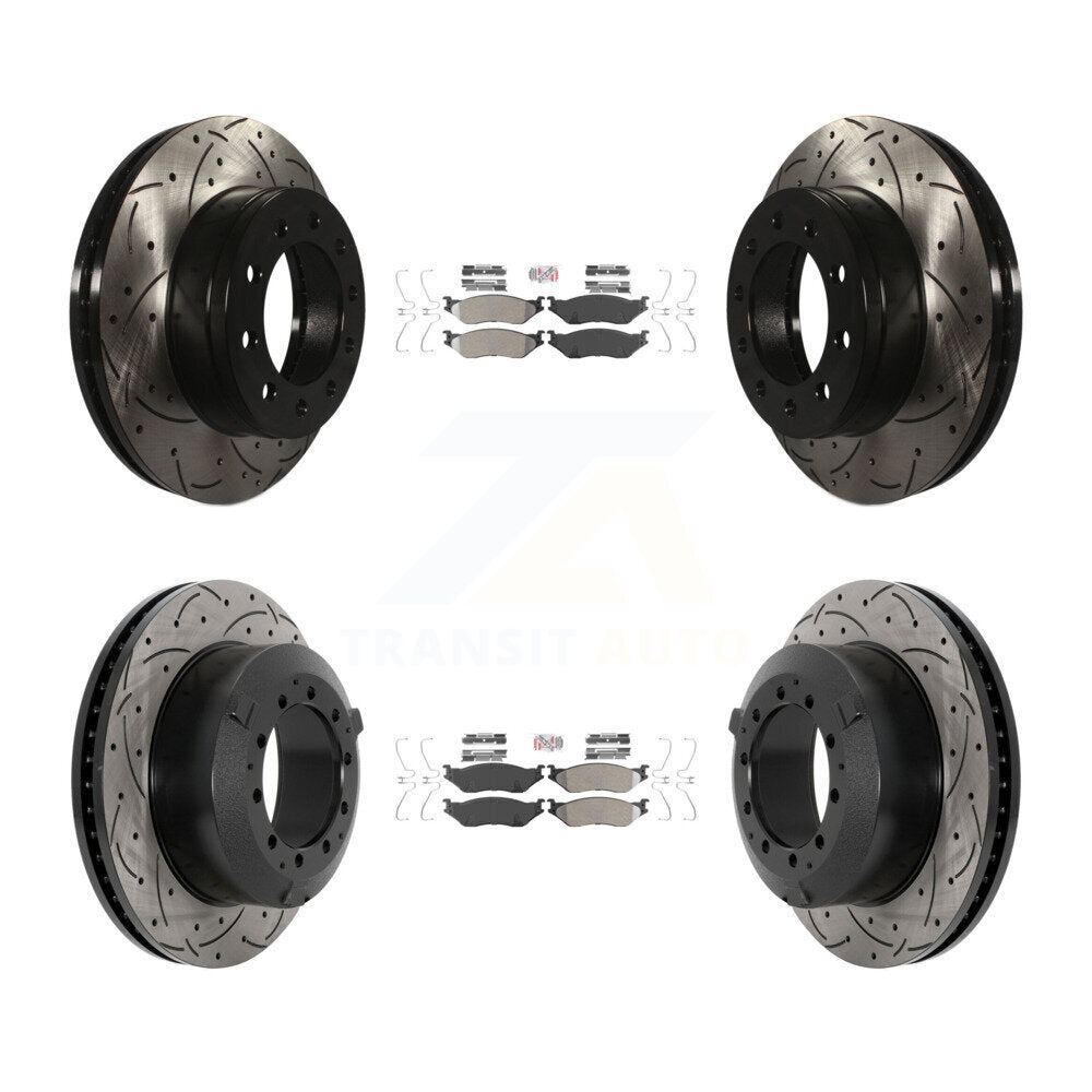 Front Rear Semi-Metallic Pad Drilled Slot Brake Rotor Kit For Ford F-450 Super Duty F-550 KDA-102803
