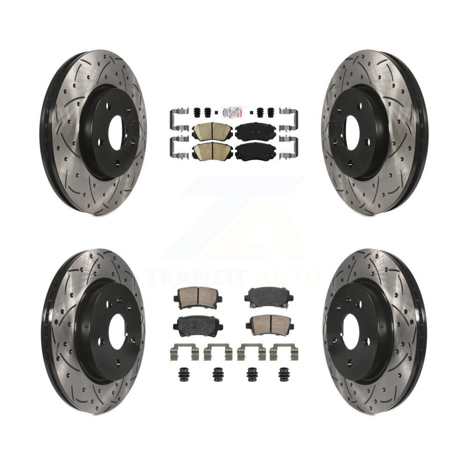 Front Rear Ceramic Pad Drill Slot Disc Brake Rotors Kit For Chevrolet Malibu Impala Buick KDA-102811