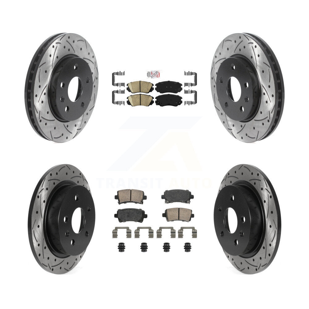 Front Rear Ceramic Pad Coat Drill Slot Disc Brake Rotors Kit For Chevrolet Malibu Limited KDA-102813