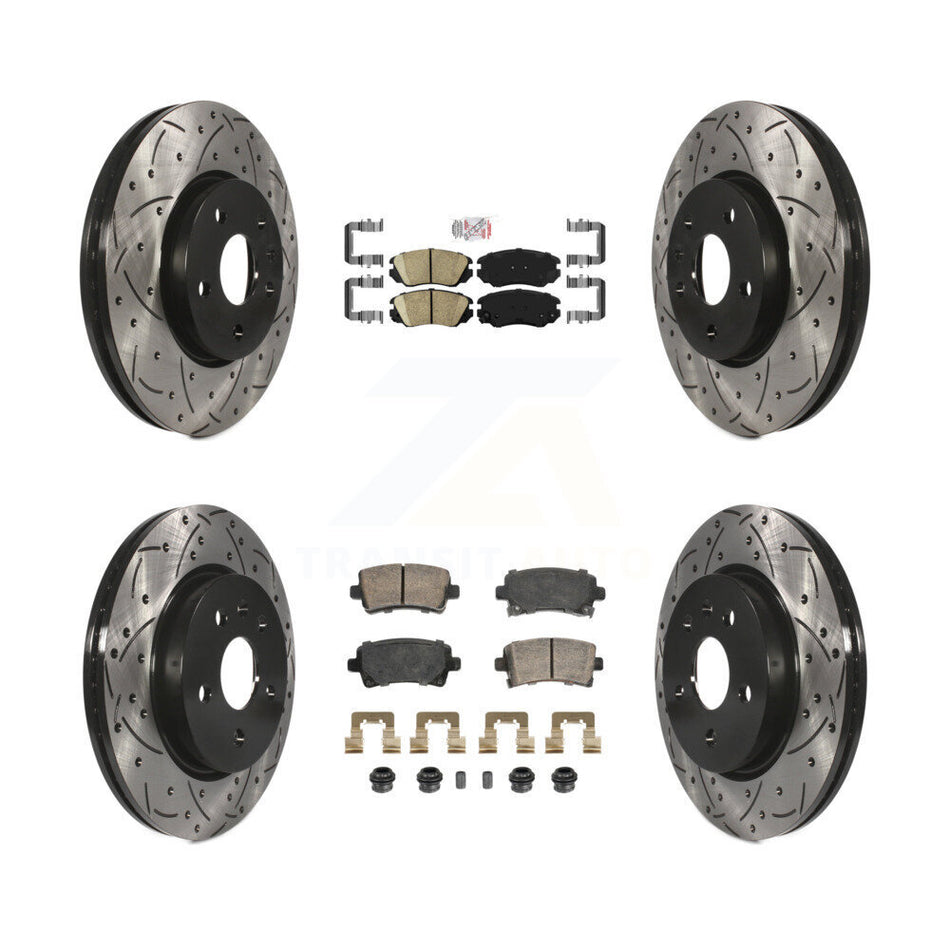 Front Rear Ceramic Pad & Drilled Slot Brake Rotor Kit For Chevrolet Malibu Buick LaCrosse KDA-102814