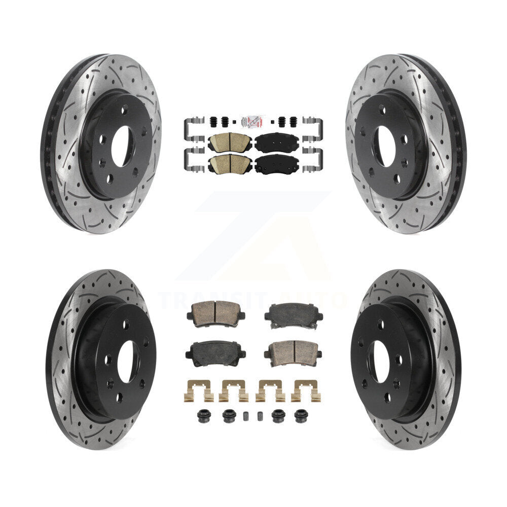 Front Rear Ceramic Pad & Coated Drilled Slotted Disc Brake Rotor Kit For Chevrolet Malibu KDA-102815