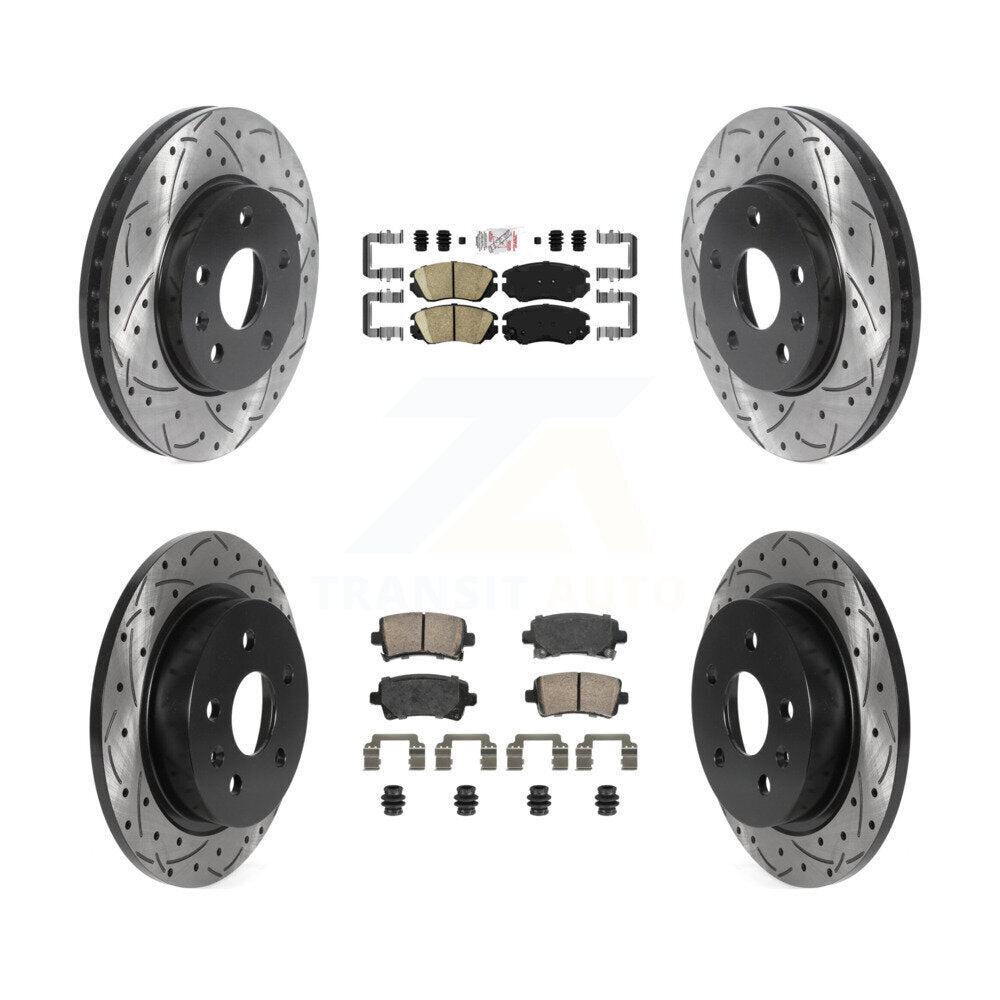 Front Rear Ceramic Pad Coat Drill Slot Disc Brake Rotors Kit For Chevrolet Malibu Limited KDA-102816