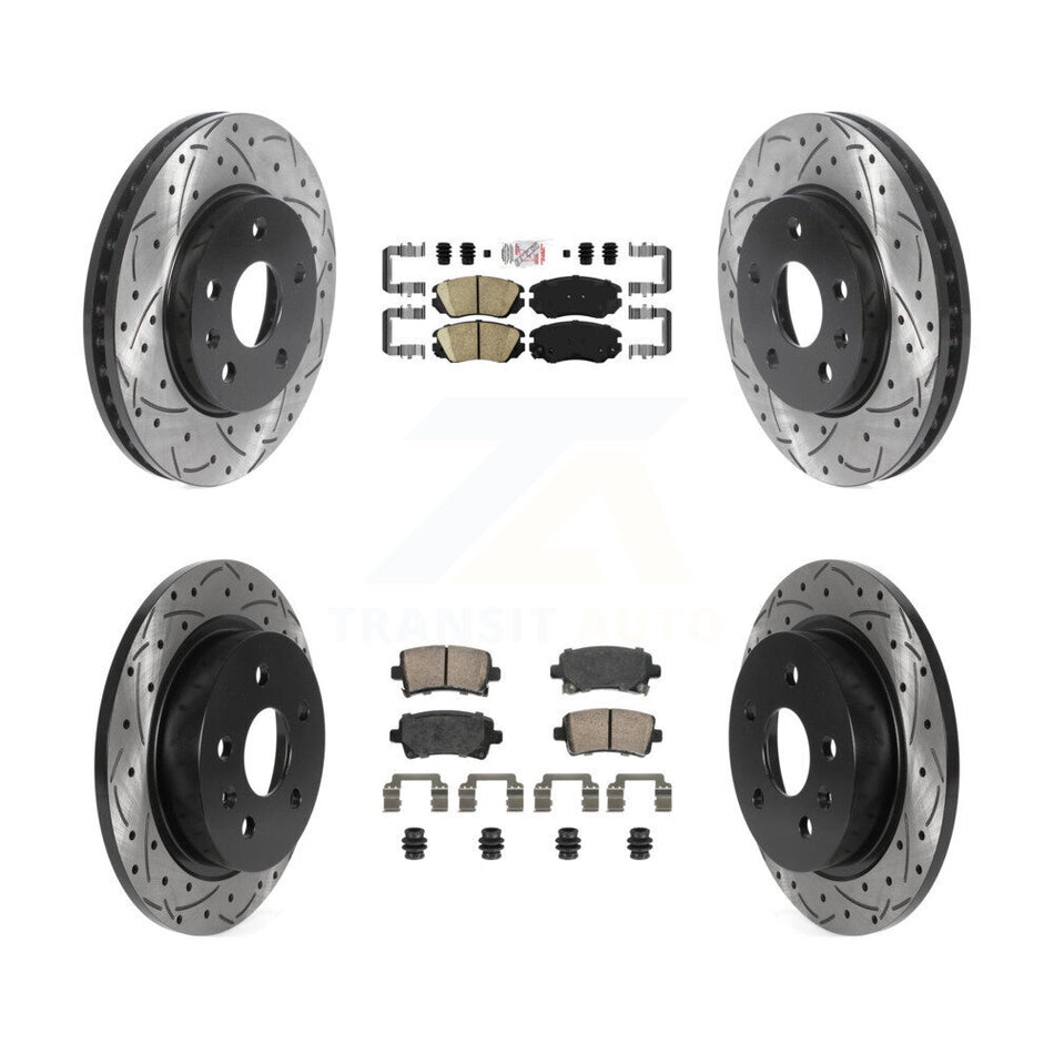 Front Rear Ceramic Pad Coat Drill Slot Disc Brake Rotors Kit For Chevrolet Malibu Limited KDA-102816