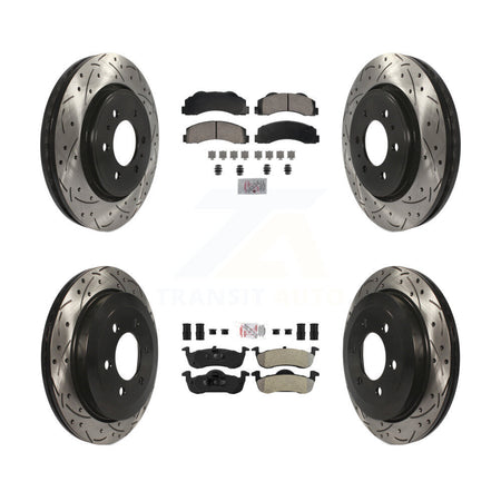 Front Ceramic Rear Semi-Metallic Pad Drill Slot Disc Brake Rotors Kit For Ford Expedition KDA-102818