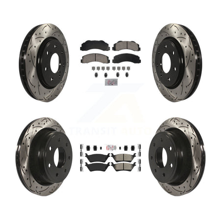 Front Ceramic Rear Semi-Metallic Pad Coat Drill Slot Disc Brake Rotors Kit For Ford F-150 KDA-102821
