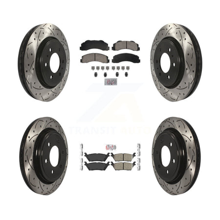 Front Rear Ceramic Pads And Coated Drilled Slotted Disc Brake Rotors Kit For Ford F-150 KDA-102826