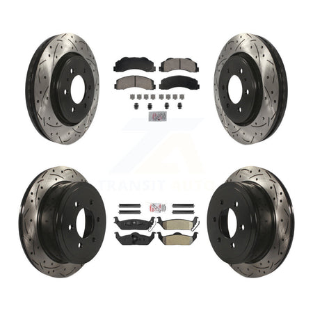 Front Ceramic Rear Semi-Metallic Pad Coat Drill Slot Disc Brake Rotors Kit For Ford F-150 KDA-102827