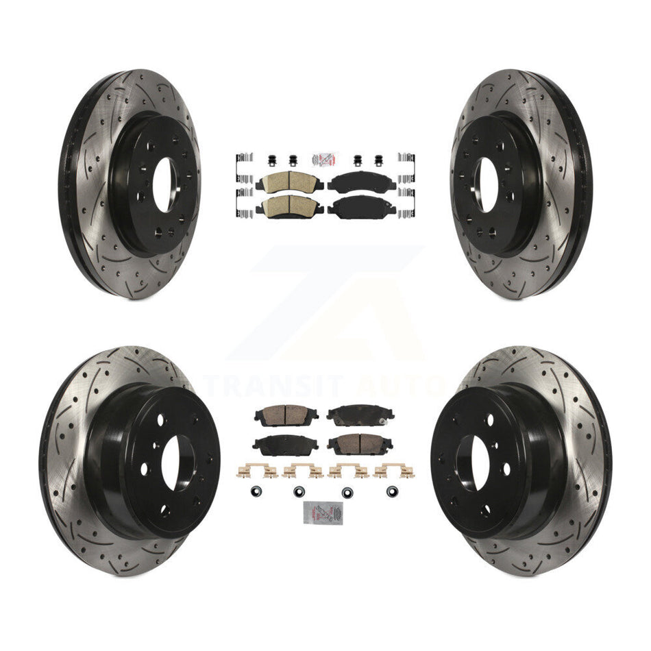 Front Rear Ceramic Pad Drill Slot Brake Rotor Kit For GMC Sierra 1500 Chevrolet Silverado KDA-102831
