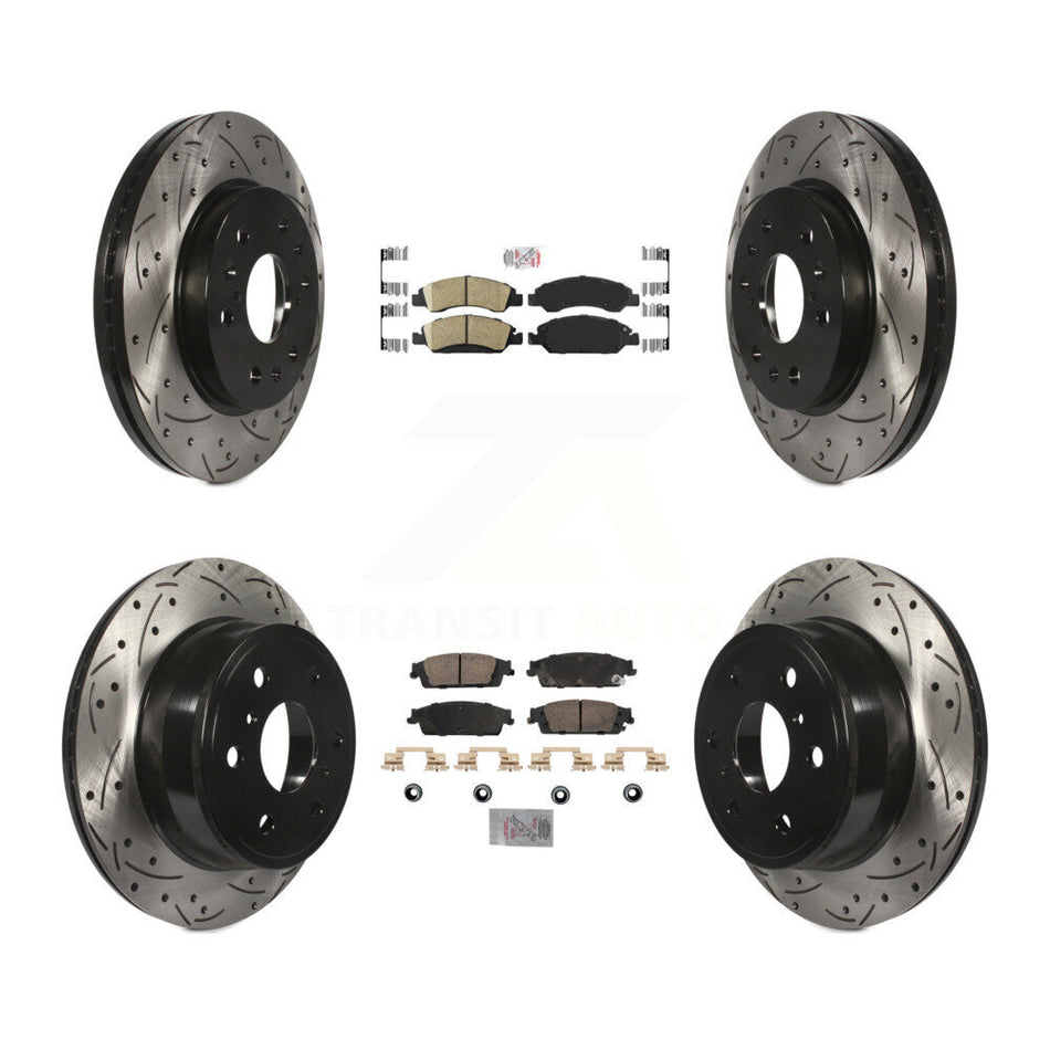Front Rear Ceramic Pad Drill Slot Brake Rotor Kit For GMC Sierra 1500 Chevrolet Silverado KDA-102832