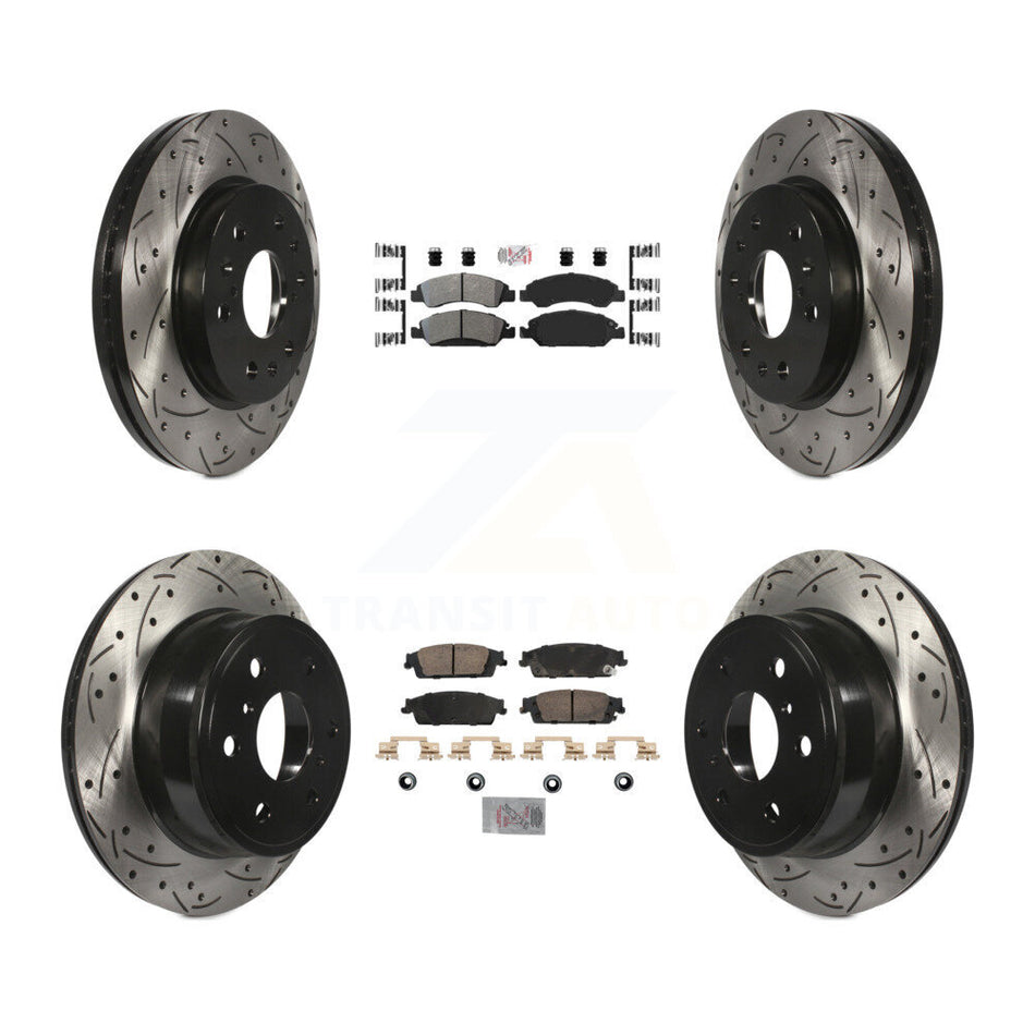 Front Semi-Metallic Rear Ceramic Pad Drill Slot Brake Rotor Kit For GMC Sierra 1500 Tahoe KDA-102833