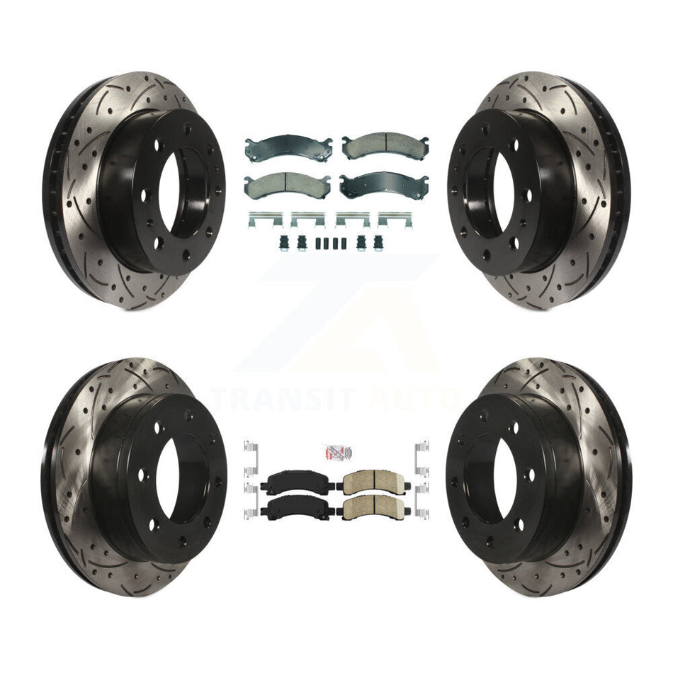 Front Rear Ceramic Pad Drilled Slot Brake Rotor Kit For Chevrolet Express 2500 GMC Savana KDA-102837