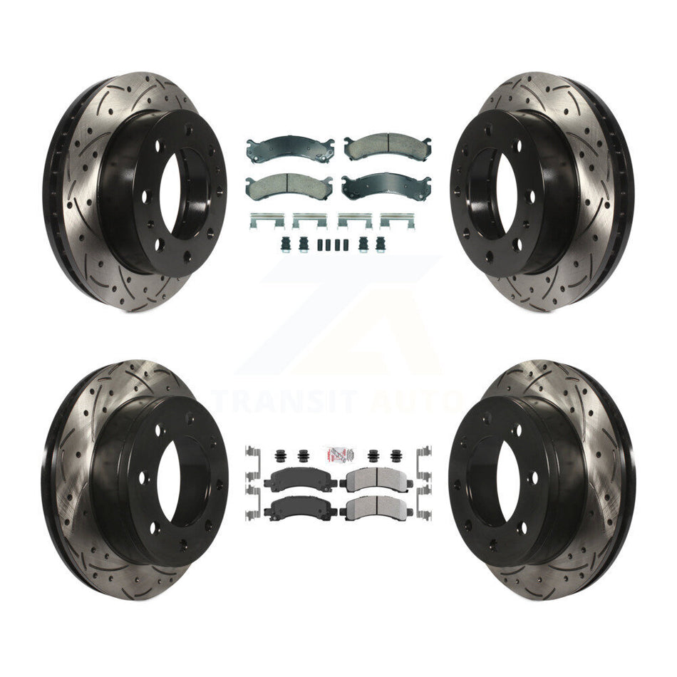 Front Ceramic Rear Semi-Metallic Pad Drill Slot Brake Rotor Kit For Chevrolet Express GMC KDA-102838