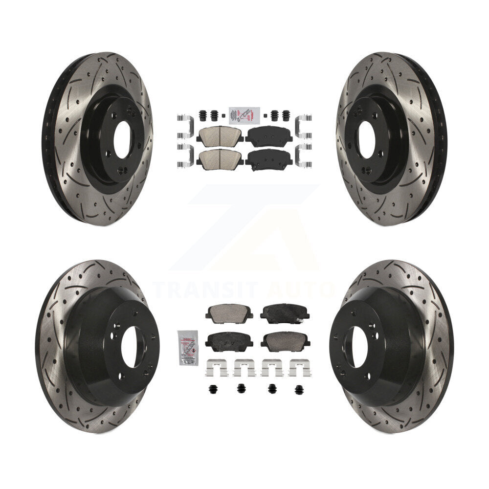 Front Rear Ceramic Pad Drill Slot Brake Rotors Kit For Hyundai Santa Fe Sport Kia Sorento KDA-102846