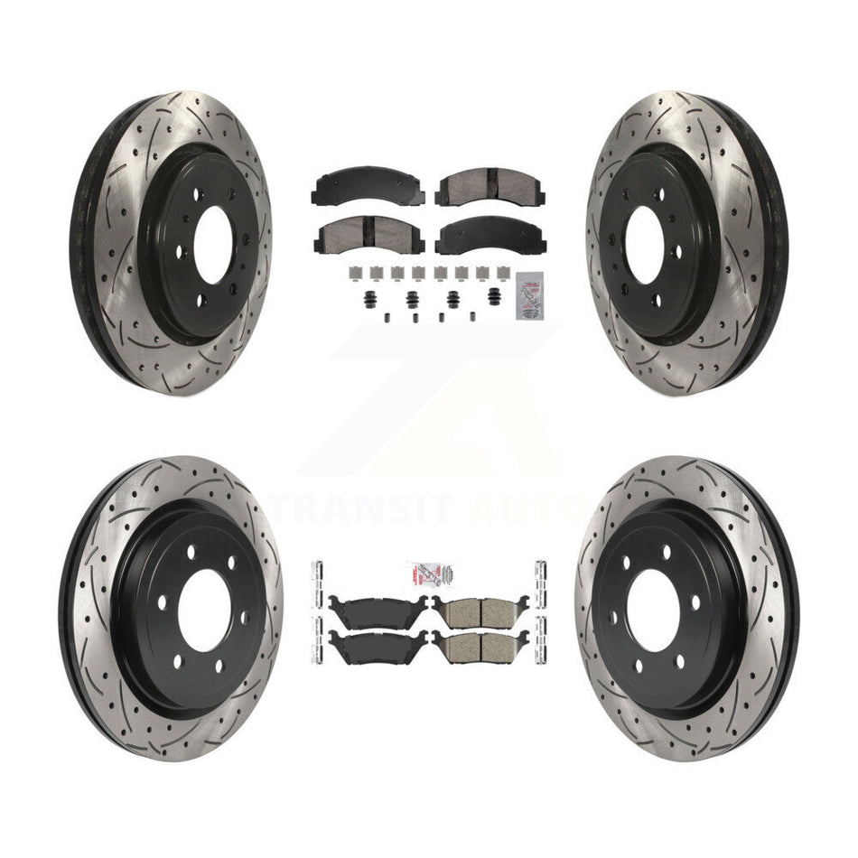 Front Rear Ceramic Pad Drill Slot Disc Brake Rotors Kit For Ford F-150 Expedition Lincoln KDA-102849