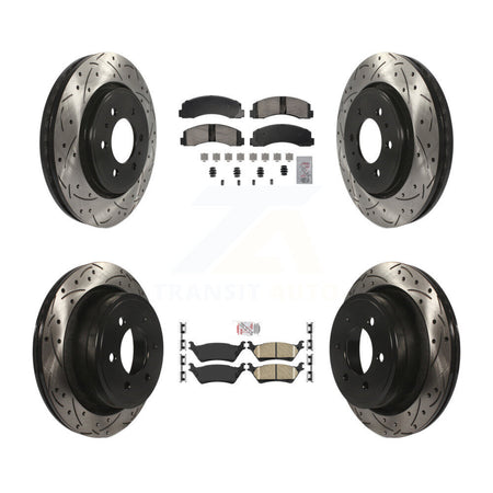 Front Rear Ceramic Pads And Coated Drilled Slotted Disc Brake Rotors Kit For Ford F-150 KDA-102852