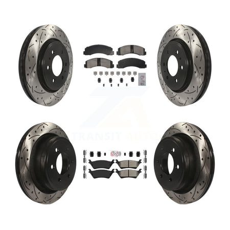 Front Ceramic Rear Semi-Metallic Pad Coat Drill Slot Disc Brake Rotors Kit For Ford F-150 KDA-102854