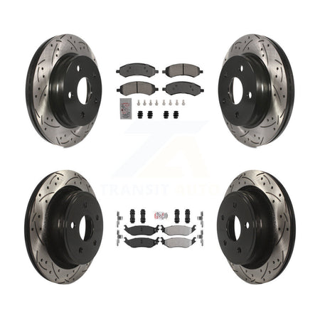 Front Rear Semi-Metallic Pad Drill Slot Brake Rotors Kit For Ram 1500 Classic Dodge Aspen KDA-102855