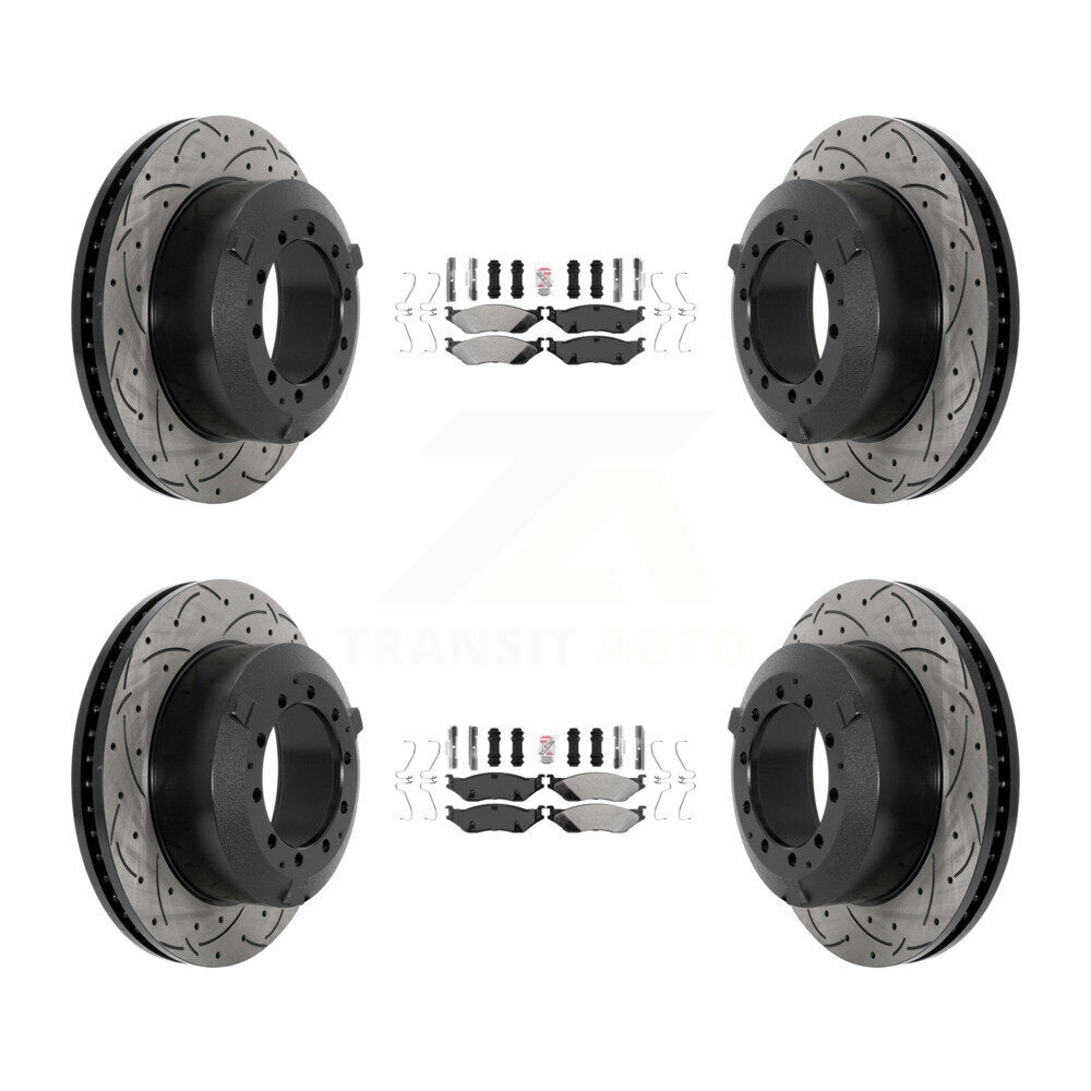 Front Rear Semi-Metallic Pad Drill Slot Brake Rotor Kit For International TerraStar IC AE KDA-102857