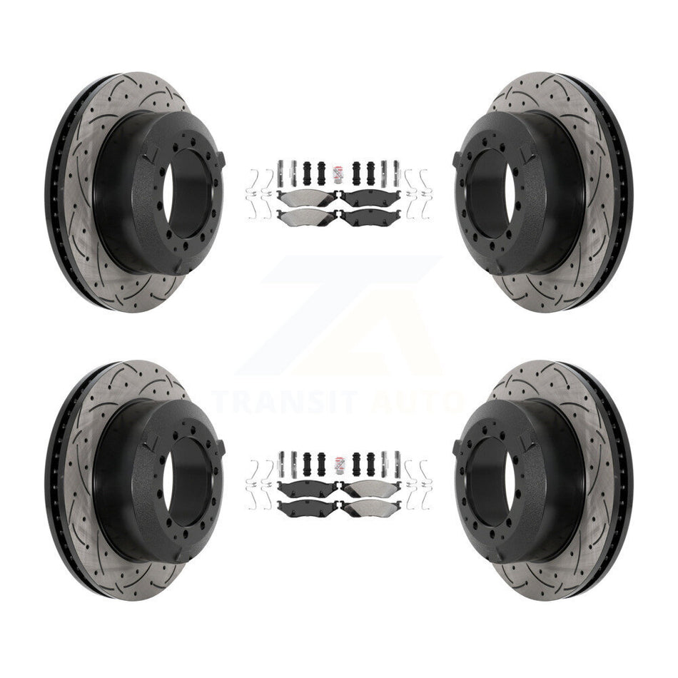 Front Rear Semi-Metallic Pad Drill Slot Brake Rotor Kit For International TerraStar IC AE KDA-102857