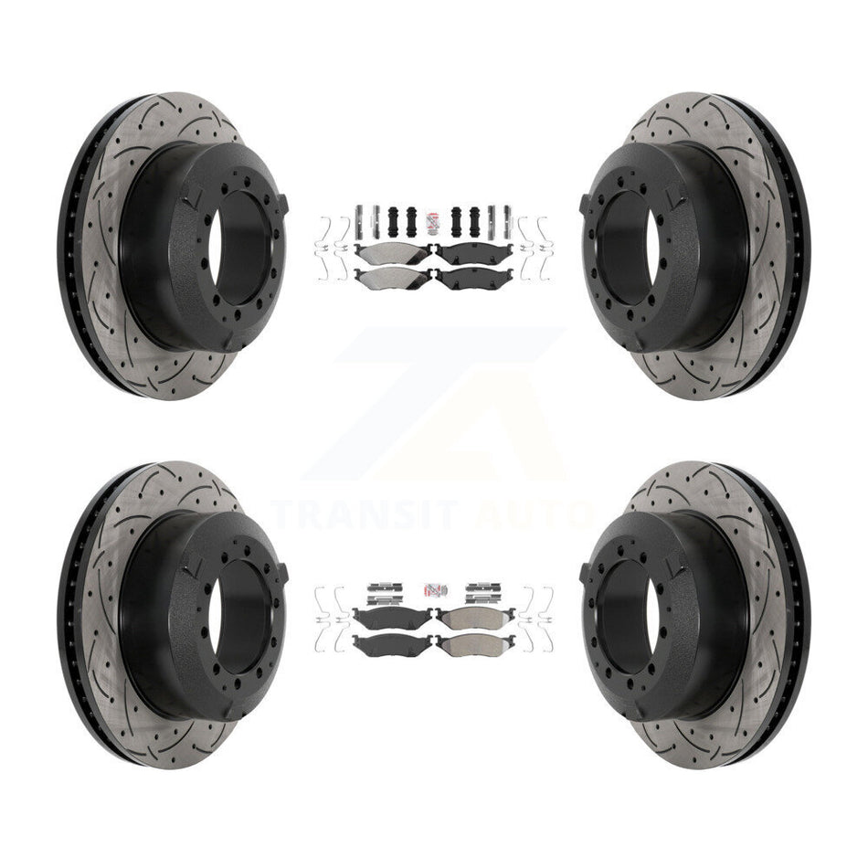 Front Rear Semi-Metallic Pad Drill Slot Brake Rotor Kit For International TerraStar IC AE KDA-102858