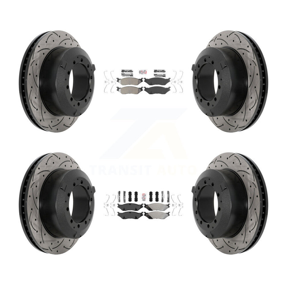 Front Rear Semi-Metallic Pad Drill Slot Brake Rotor Kit For International TerraStar IC AE KDA-102859