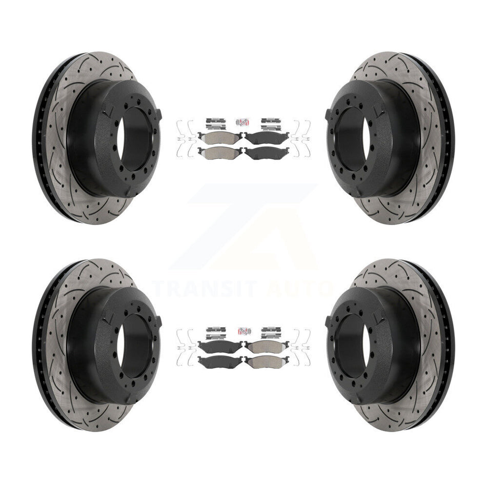 Front Rear Semi-Metallic Pad Drill Slot Brake Rotor Kit For International TerraStar IC AE KDA-102860