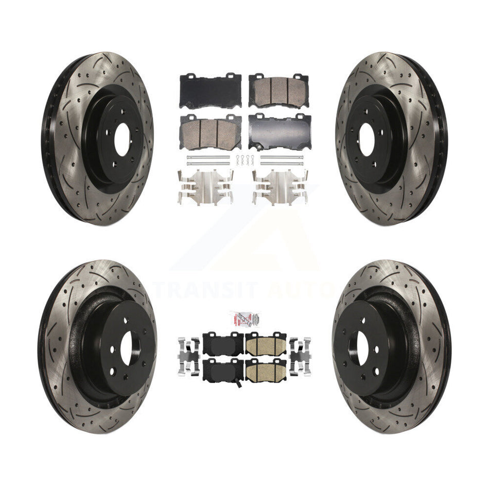 Front Rear Ceramic Pad Drill Slot Brake Rotor Kit For INFINITI G37 RWD With Brembo Brakes KDA-102865