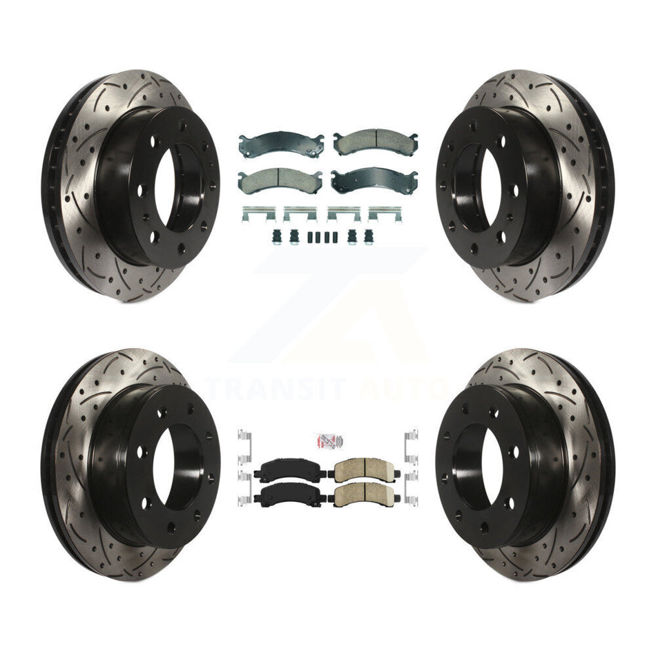 Front Rear Ceramic Pad Drilled Slot Brake Rotor Kit For GMC Savana 2500 Chevrolet Express KDA-102867