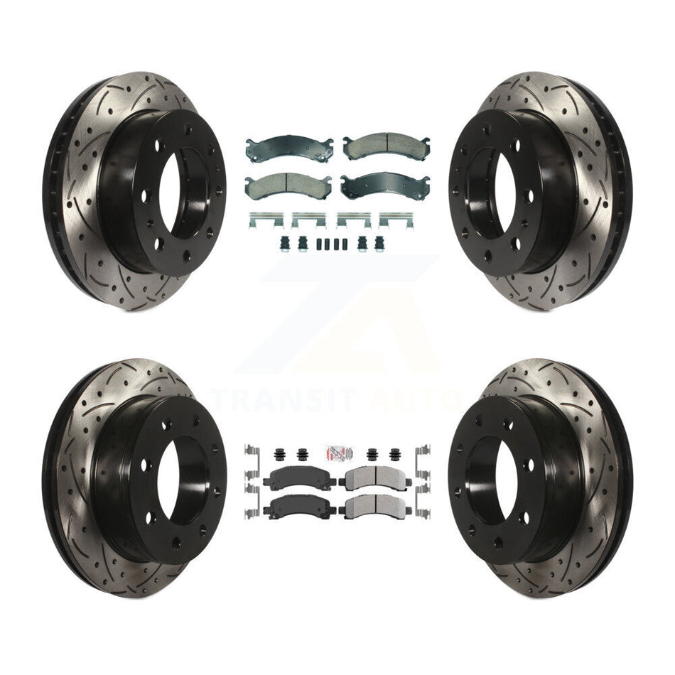 Front Ceramic Rear Semi-Metallic Pad Drill Slot Disc Brake Rotors Kit For GMC Savana 2500 KDA-102868