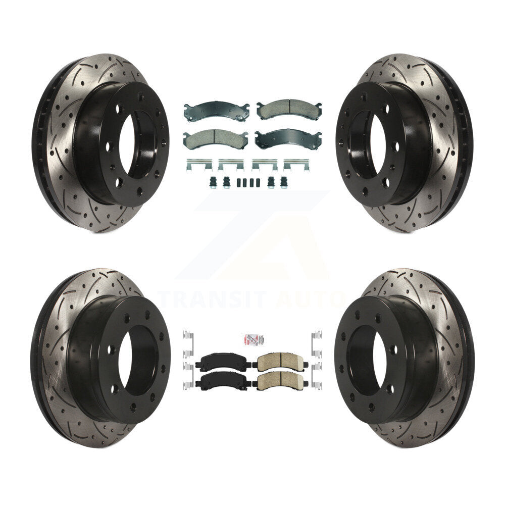 Front Rear Ceramic Pad Drilled Slot Brake Rotor Kit For GMC Savana 2500 Chevrolet Express KDA-102869
