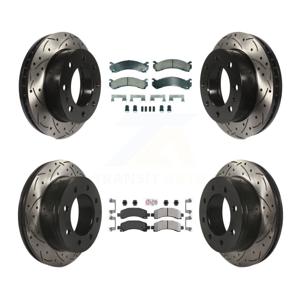 Front Ceramic Rear Semi-Metallic Pad Drill Slot Disc Brake Rotors Kit For GMC Savana 2500 KDA-102870