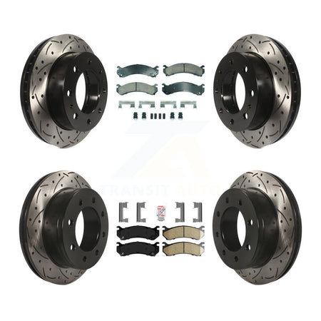 Front Rear Ceramic Pad Drilled Slot Brake Rotor Kit For Chevrolet GMC Sierra 2500 HD 3500 KDA-102871