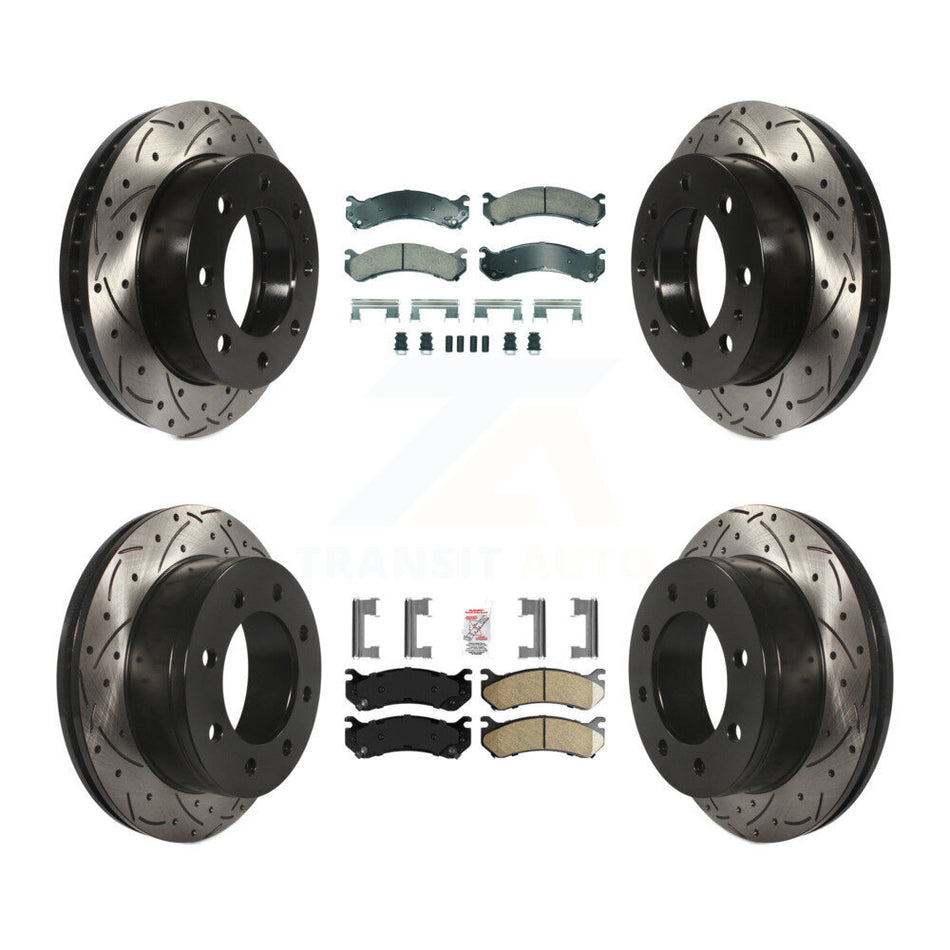 Front Rear Ceramic Pad Drilled Slot Brake Rotor Kit For Chevrolet GMC Sierra 2500 HD 3500 KDA-102871