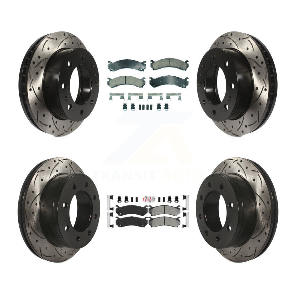 Front Ceramic Rear Semi-Metallic Pad Drill Slot Brake Rotors Kit For Chevrolet GMC Sierra KDA-102872