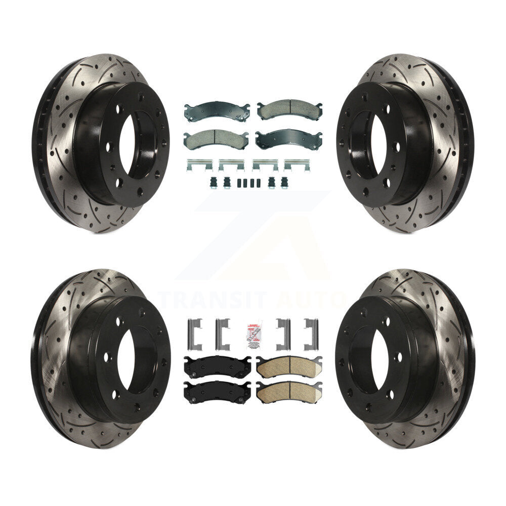 Front Rear Ceramic Pad Drill Slot Brake Rotor Kit For Chevrolet GMC Sierra 2500 HD Hummer KDA-102873