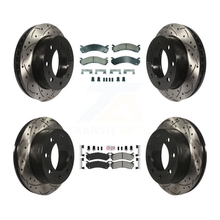 Front Ceramic Rear Semi-Metallic Pad Drill Slot Brake Rotors Kit For Chevrolet GMC Sierra KDA-102874
