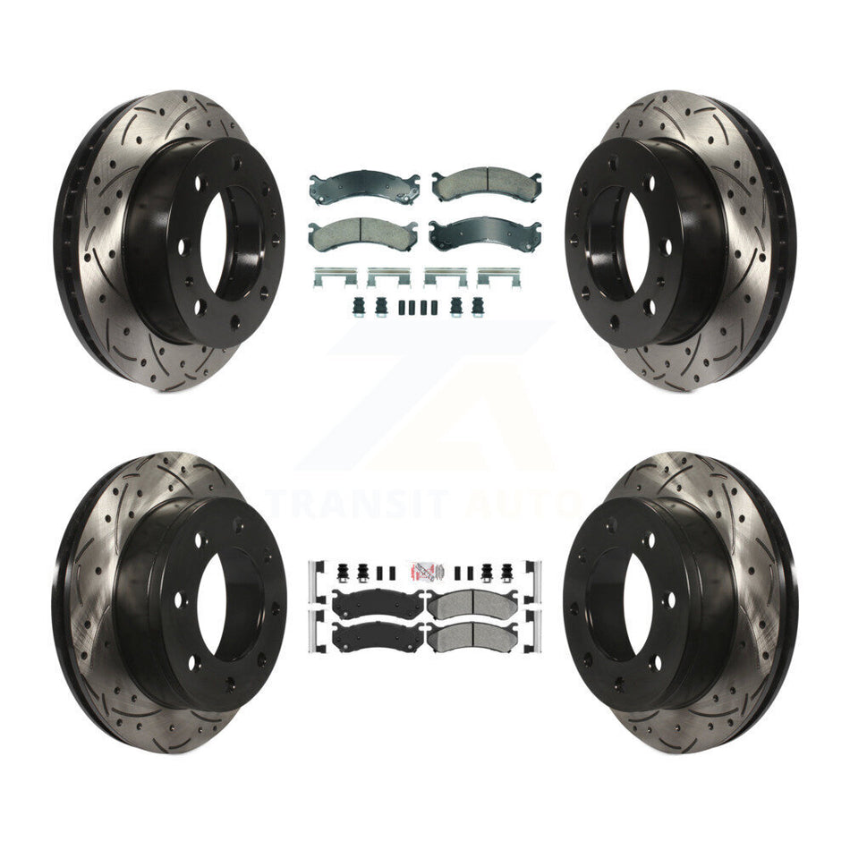 Front Ceramic Rear Semi-Metallic Pad Drill Slot Brake Rotors Kit For Chevrolet GMC Sierra KDA-102874