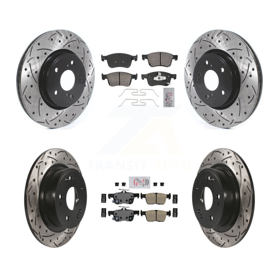 Front Rear Ceramic Pads And Coated Drilled Slotted Disc Brake Rotors Kit For Honda Accord KDA-102875
