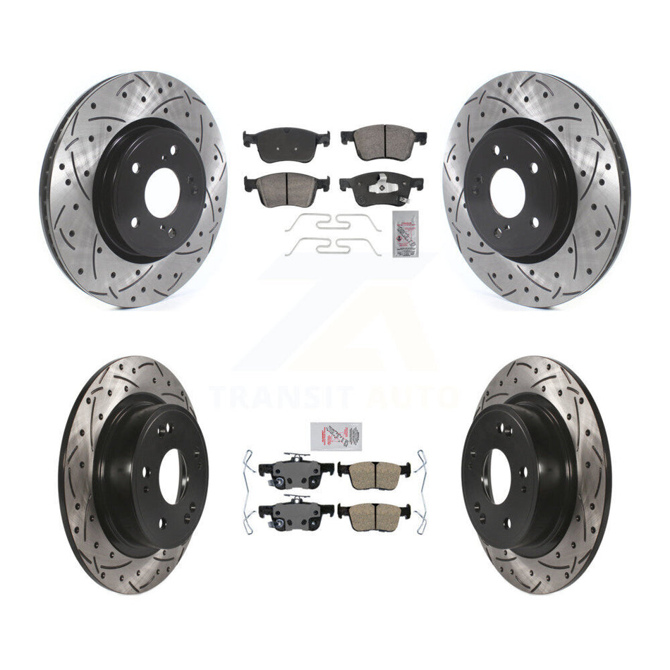 Front Rear Ceramic Pads And Coated Drilled Slotted Disc Brake Rotors Kit For Honda Accord KDA-102876