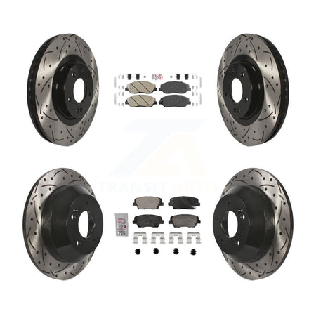 Front Rear Ceramic Pad Drill Slot Brake Rotors Kit For 2013-2016 Hyundai Santa Fe XL 3.3L KDA-102884