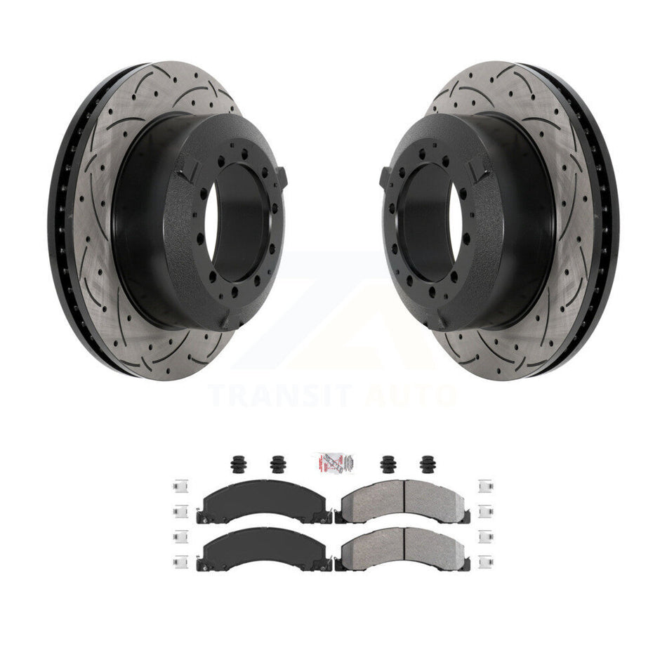 Rear Drill Slot Brake Rotors Semi-Metallic Pad Kit For Ram Dodge Sterling Truck 4500 5500 KDA-102901