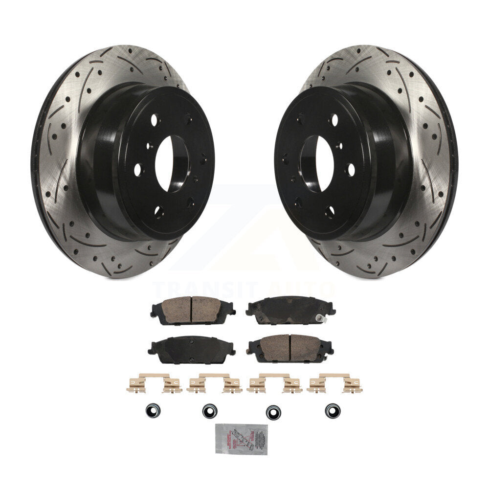 Rear Drill Slot Brake Rotor Ceramic Pad Kit For Chevrolet GMC Silverado 1500 Sierra Tahoe KDA-102905