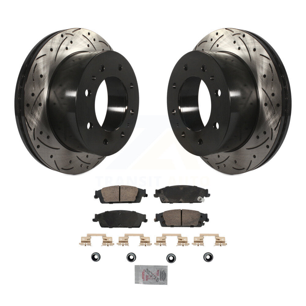 Rear Drill Slot Disc Brake Rotor Ceramic Pad Kit For Chevrolet Suburban With 8 Lug Wheels KDA-102906